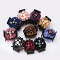 Designer Korean Crystals Spun Yarn Fabric Flower Hair Clip Claw Girls Bling Shark Hair Clip Ladies Medium Acrylic Hair Claw Clip