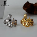 ICEBELA Jewelry Celi French Style S925 Sterling Silver Irregular Shaped Hammer Gold Sterling Silver Dainty Finger Ring for Girls