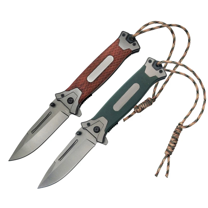 Custom Wholesale Hot Selling Competitive Price Steel Blade Wood/G10 Handle Pocket Folding Hunting Survival Titanium EDC Knife
