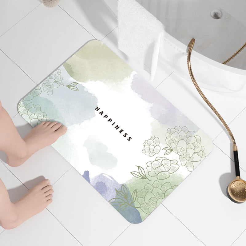 U-HOME Custom Print Shape Modern Design High Water Absorbent Best Selling Home Stone Bath Floor Mat