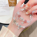 Exquisite Friendship Pink Crystal Bracelets Women Girl Cute Adjustable Butterfly Star Opal Zircon Moon Stone Bead Bracelet Gif