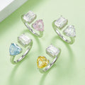 Abiding Jewelry 925 Sterling Silver Lab Created Crushed Ice CZ Diamond Trendy Designs Moissanite Toi Et Moi Ring