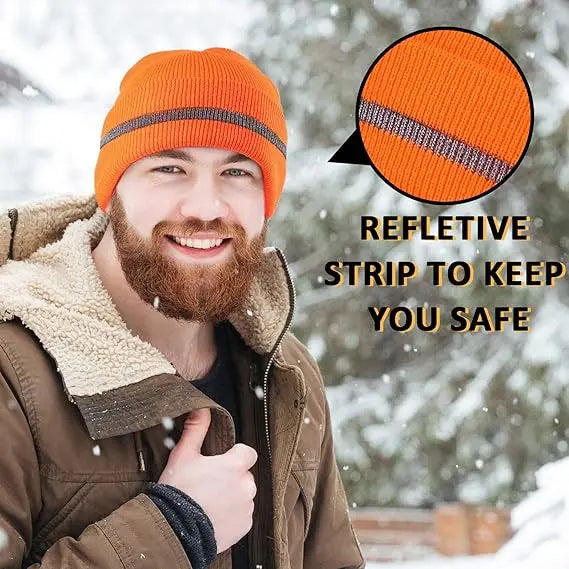 Winter  Beanie Hat Knitted Skull Caps Outdoor Bonnet Reflective Beanie for Men Women