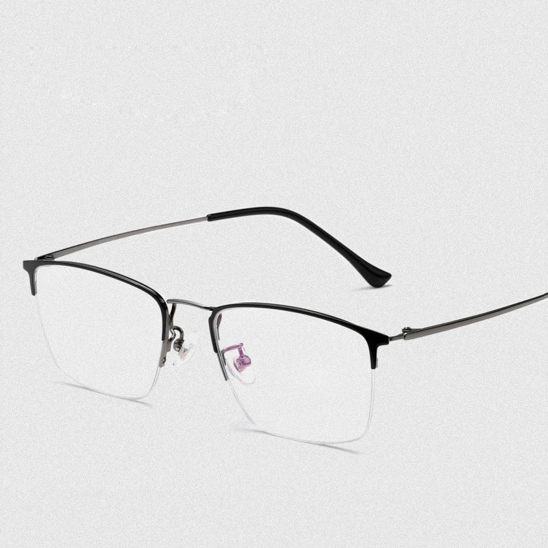 Wholesale Fashion Half Metal Frame Men Glasses Spectacle Frames Optical Eyeglasses Frames Pure Titanium Half Rim Eyewear