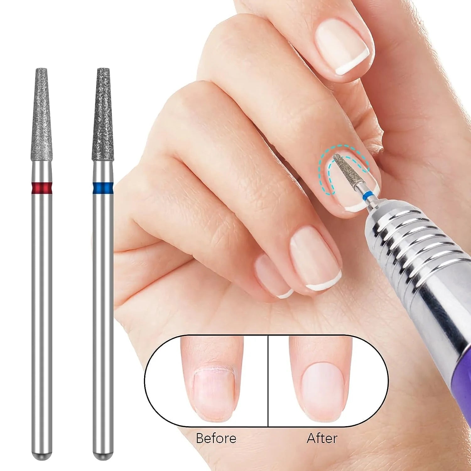 Nail Drill Bits Cuticle Needle Shape Cuticle Drill Bits with Storage Case 3/32'' Shank Electric Bits for Nail Prep