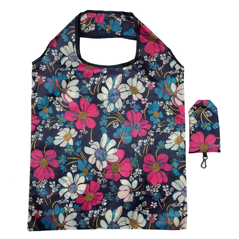 New custom printed promotional mobilephone style eco polyester foldable recycle reusable grocery tote shopping bag pouch stock