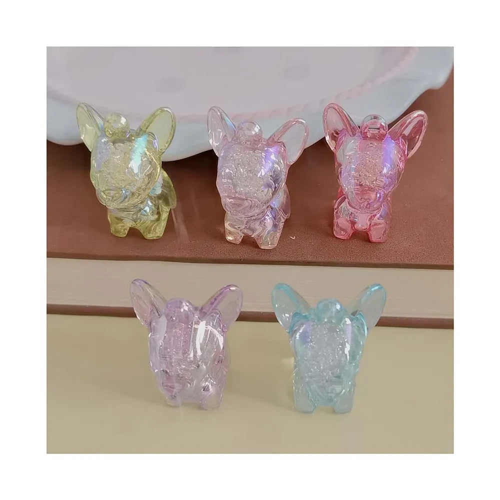 100pcs AB Color Acrylic Charms Cartoon Dog Pendants for Jewelry Making DIY Handmade Earring Craft Beads