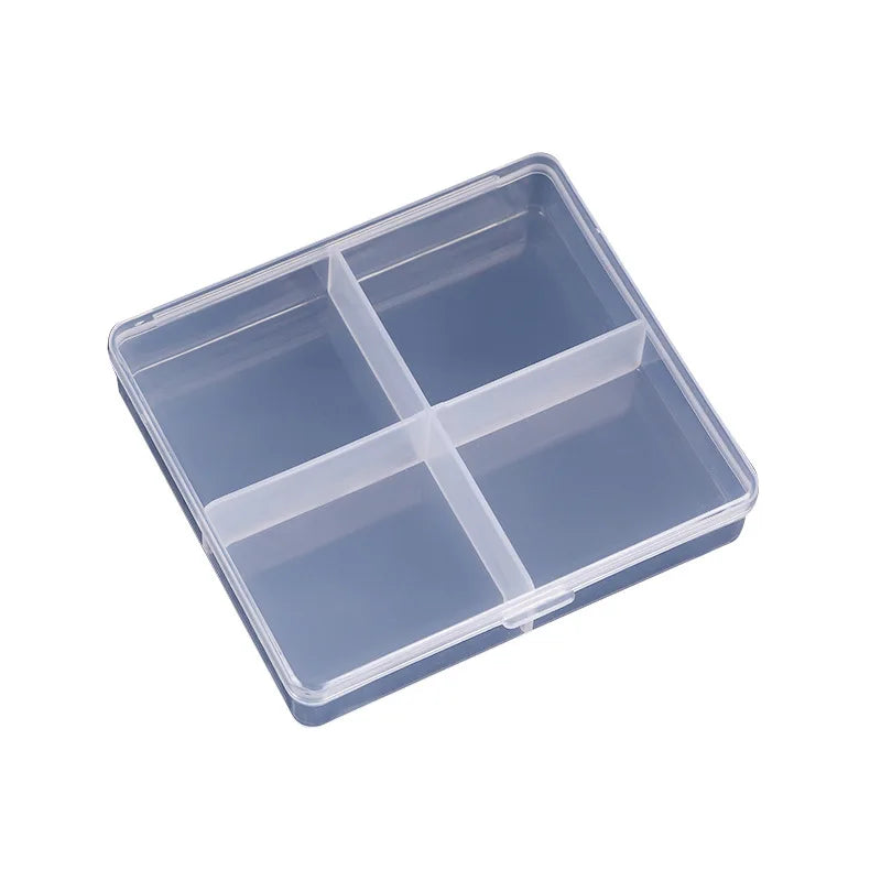 Small Clear Plastic Beads Storage Containers Box for Storage of Small Items Crafts Jewelry Hardware (Fixed 4 Grids)