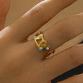 Beimai OEM Anillo Sweet and Fresh Colorful Oil Drip love Rivet Stainless Steel Open Ring