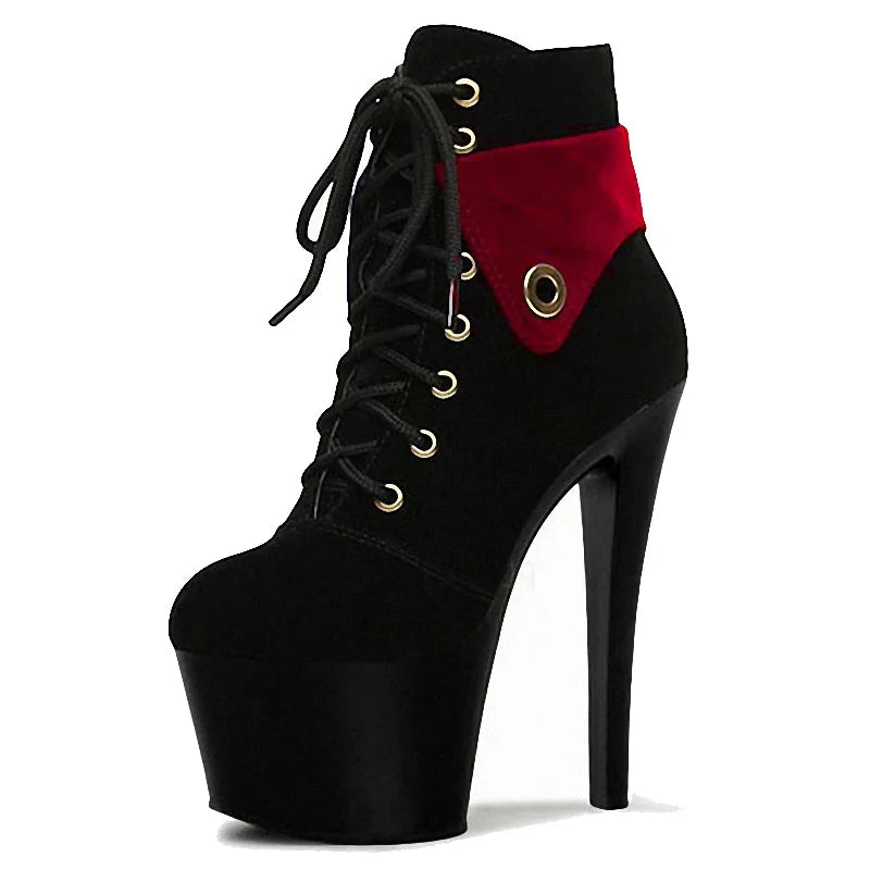 17cm Black Round Toe Stiletto Platform Fashion Model Show High Heels Large High Heels Single Shoes Crossdresser Shoes