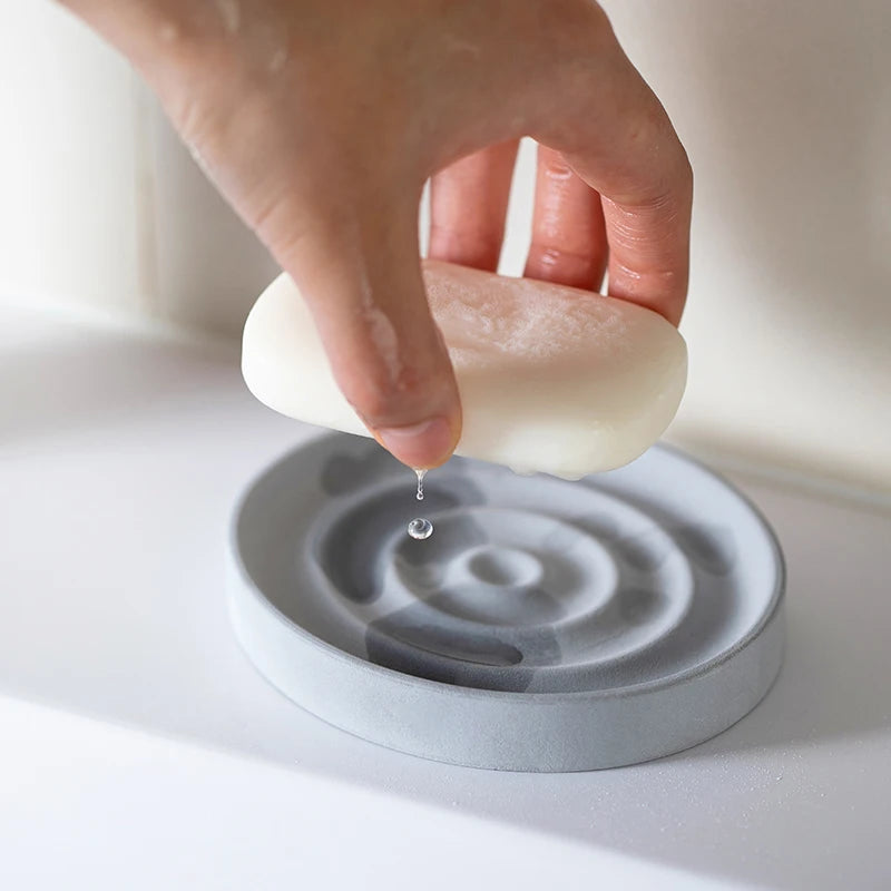 SHIMOYAMA Home Bathroom Novelty Quickly Dry Round Diatomaceous Earth Soap Non-slip Draining Dish Tray Holder Diatomite Soap Dish
