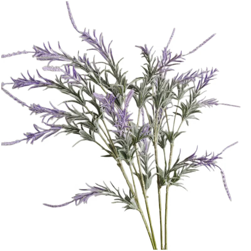 Hot Sale 7 Heads Flocking Fern Grass Plastic Artificial Plants Greenery for Home Wedding Decoration