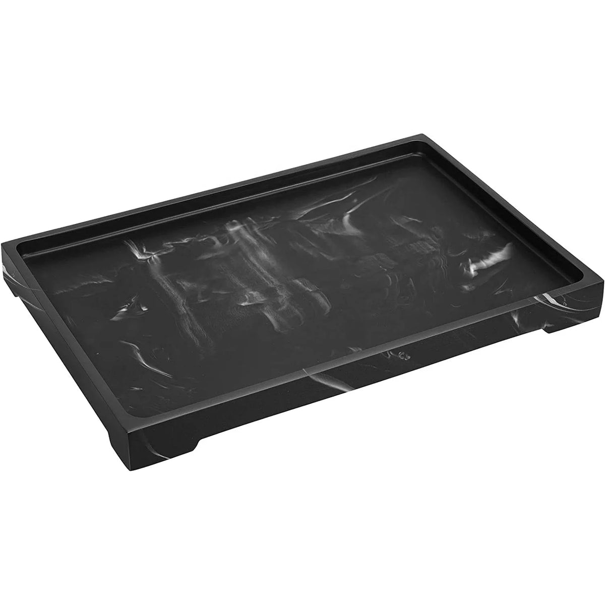 Luxspire Footed Design Resin Serving Tray Ink Black Jewelry Perfume Countertop Organizer Kitchen Bathroom Resin Tray Vanity Tray