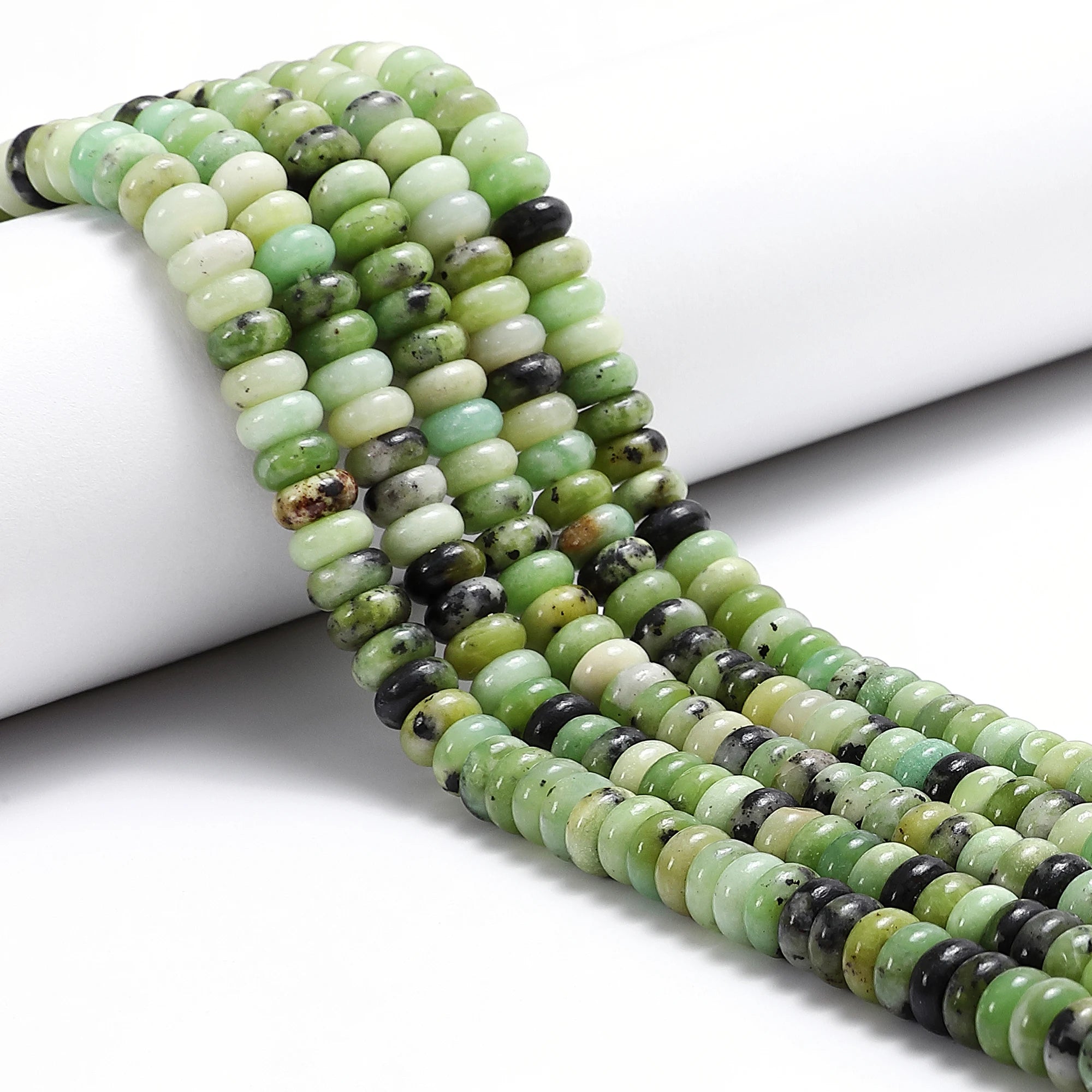 3x6mm Natural Chrysoprase Gemstone Bead Strands Serpentine Jade Smooth Rondelle Beads for Jewelry Making