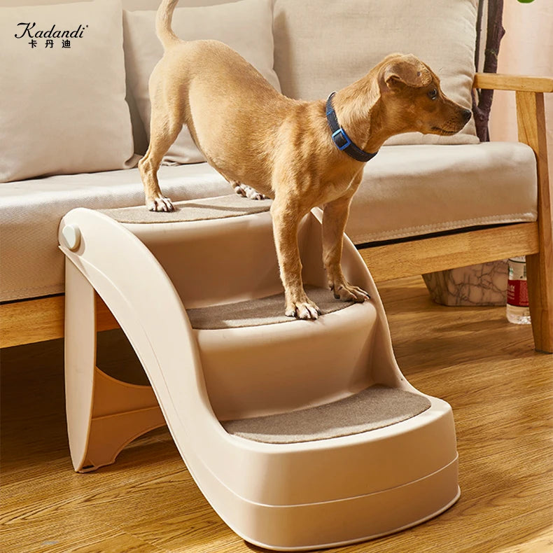 New Arrival 3-Step Adjustable Plastic Pet Stairs Small Animal Pattern Cat Dog Climbing Ladder PP Material Pet Classic Fashion