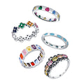 Factory Price 925 Sterling Silver Colorful Gemstone Rings Collection Hypoallergenic Rainbow Stackable Eternity Band for Women