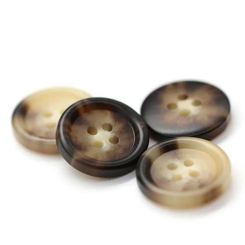 Beige Four-Holes Flatback Resin Pattern Sewing Buttons Sustainable for Shirt Windbreaker Sweater Coat Hand-Stitched Clothing