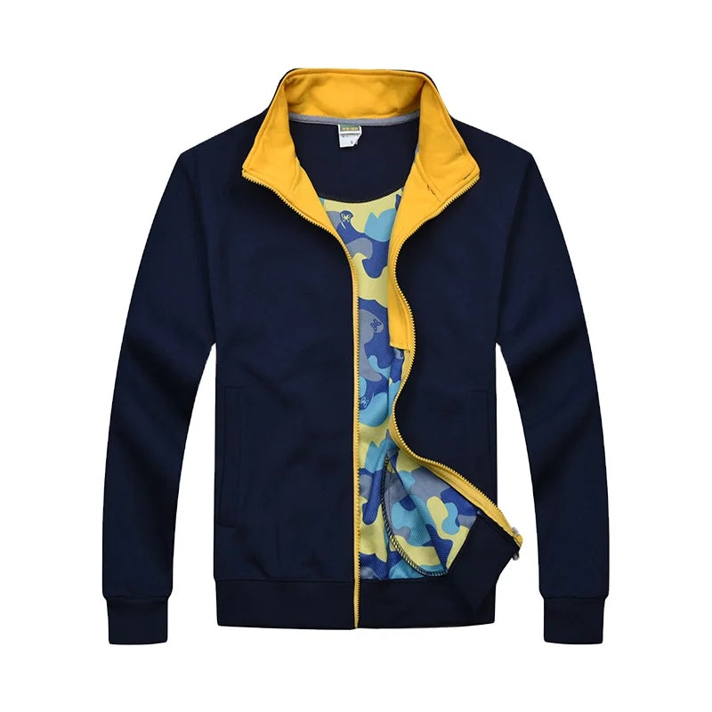 Fashion Color Warmth Winter Cotton Men's Jackets Stand Collar Sweatshirts Over Size Zipper Jackets