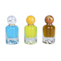 30ml 50ml 100ml Crimp Cylinder Wooden Lid Pump Sprayer Empty Elegant Premium Perfume Bottle Luxury Glass Screen Printing Clear