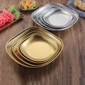 Korean Stainless Steel Seasoning Dish Gold square Kimchi Snack Dessert Sushi Fruit Plate Soft Edge Creative Cold Dish