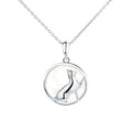 925 Sterling Silver Jewelry cat White Shell Lady Necklace Animal