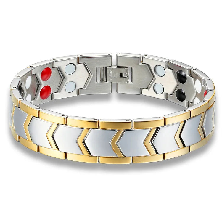Stainless Steel Magnetic Charm Bracelet Pair for Men's Classic Anniversary