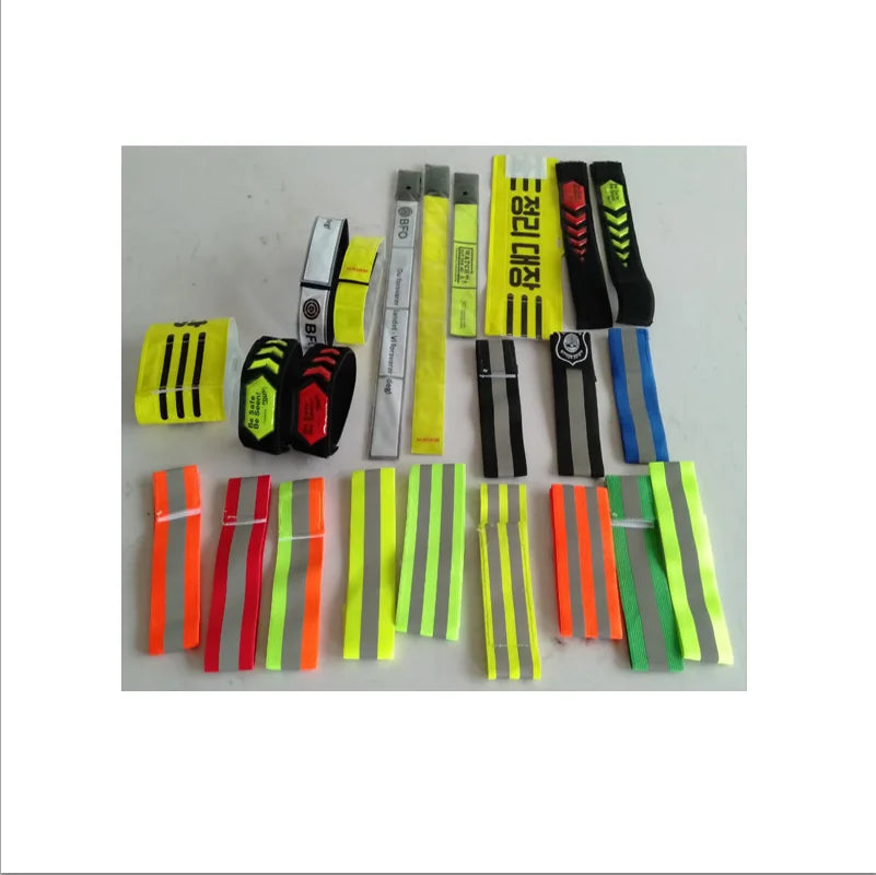 High Visibility Custom Printed Ankle Leg Bind Bands Strap 38cm Safety Armband Soft Pvc Fluorescent Reflective Wristband Bracelet
