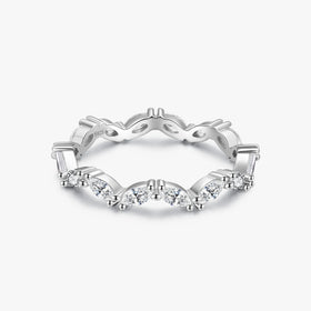 Ailmay Genuine 925 Sterling Silver Dazzling Clear Zircon Fashion Stackable Ring for Women Minimalist Fine Jewelry New Style