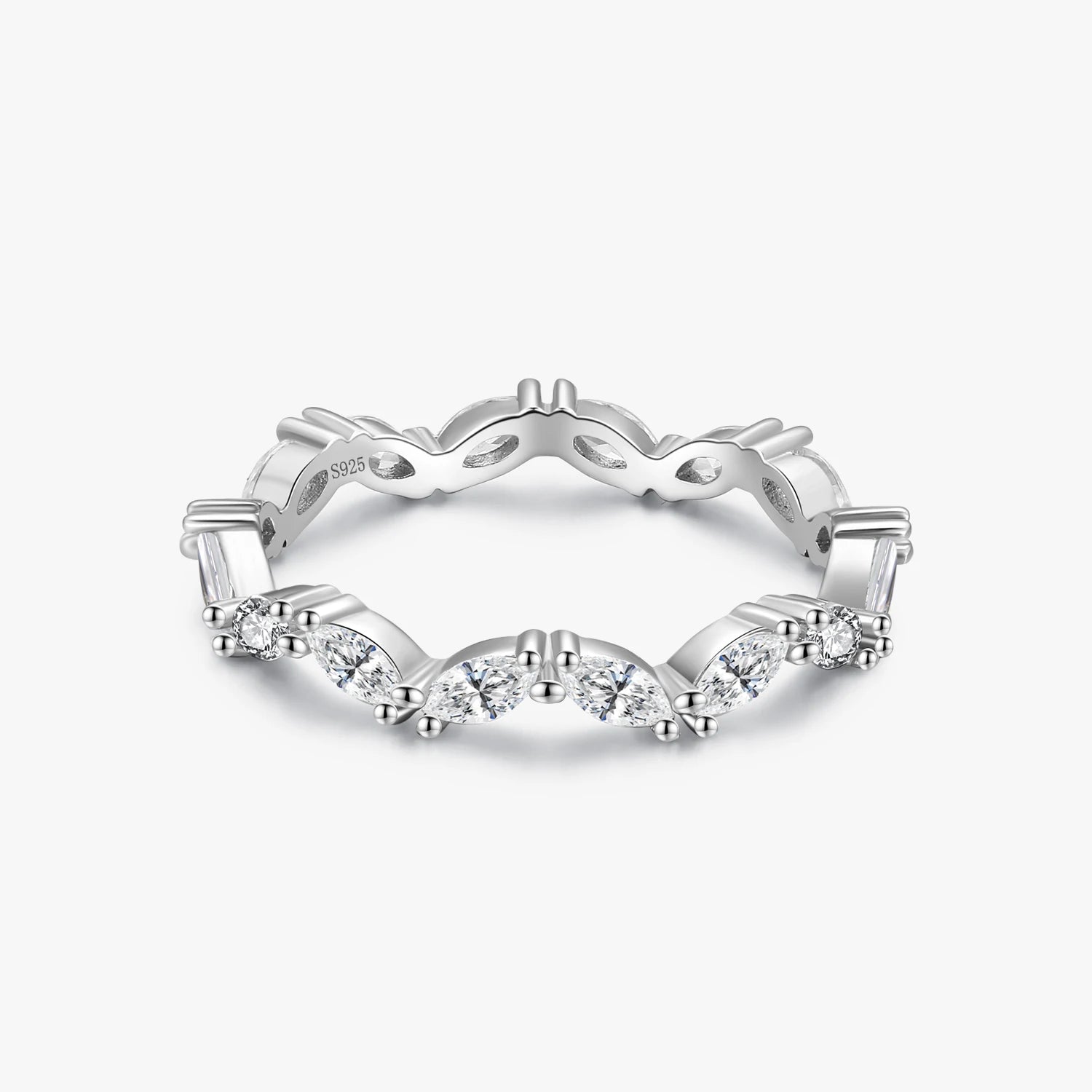 Ailmay Genuine 925 Sterling Silver Dazzling Clear Zircon Fashion Stackable Ring for Women Minimalist Fine Jewelry New Style
