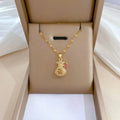 Lucky Jewelry Fashion Gold Plating Stainless Steel Shiny Crystal Rhinestone Money Bags Pendant Necklace for Women Girls