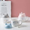 Cute Porcelain Cat Coffee Tea Milk Mug Ceramic 3D Animal Mug Fun Mug With Lid