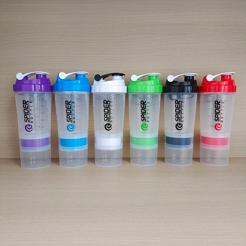 Personalized Bpa Free 500ml Three Layer Plastic Clear Workout Gym Fitness Protein Shaker Bottle With Custom Logo