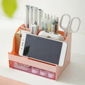 Creative Desk Organizer Pen Holder with Drawer Stationery for Teachers