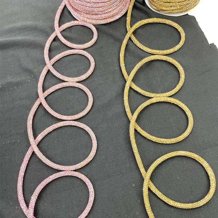 S178 Factory Colorful Crystal Tube for Decoration Diamond Rhinestone Cord Rope for Hoodies Shoe