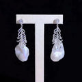 E2026 Baroque DIY Natural Freshwater Pearl Charm Earrings Mounting Accessory 925 Sterling Silver Gold Plated  Jewelry for Women