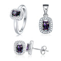 Beautiful 925 Sterling Silver Jewellery Sets Aaa Cubic Zirconia Rhodium Plating Classic Rectangle Emerald Cut Jewelry Set Bridal