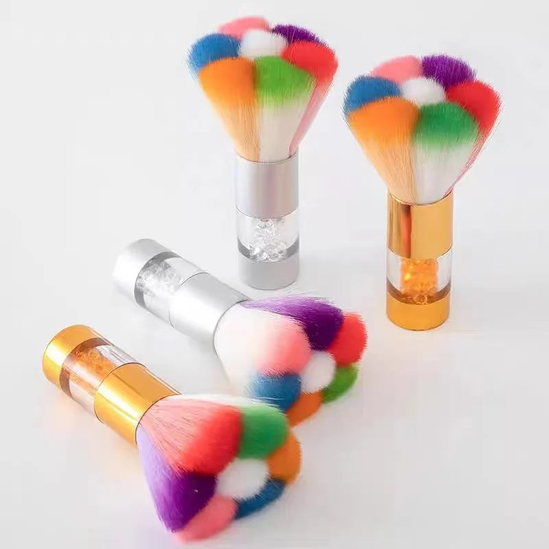 Wholesale Gold Silver Nail Dust Cleaning Brush Make up Washer Nail Art Dust Remover Mini Nail Dust Brush