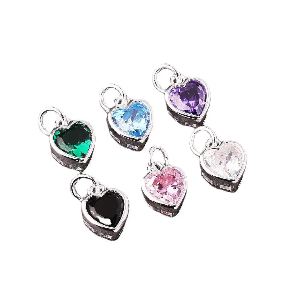 925 Sterling Silver Micro Set Zircon Heart Pendant for Jewelry Making Findings