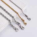 2mm 3mm 4mm Stainless Steel 18k Gold Plated Twisted Rope Chain Necklace for Jewelry Making