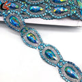 Customized Sparkling Colors AB Resin Drops Gems Motif Iron on Trimming Hot Fix Rhinestone Trimming
