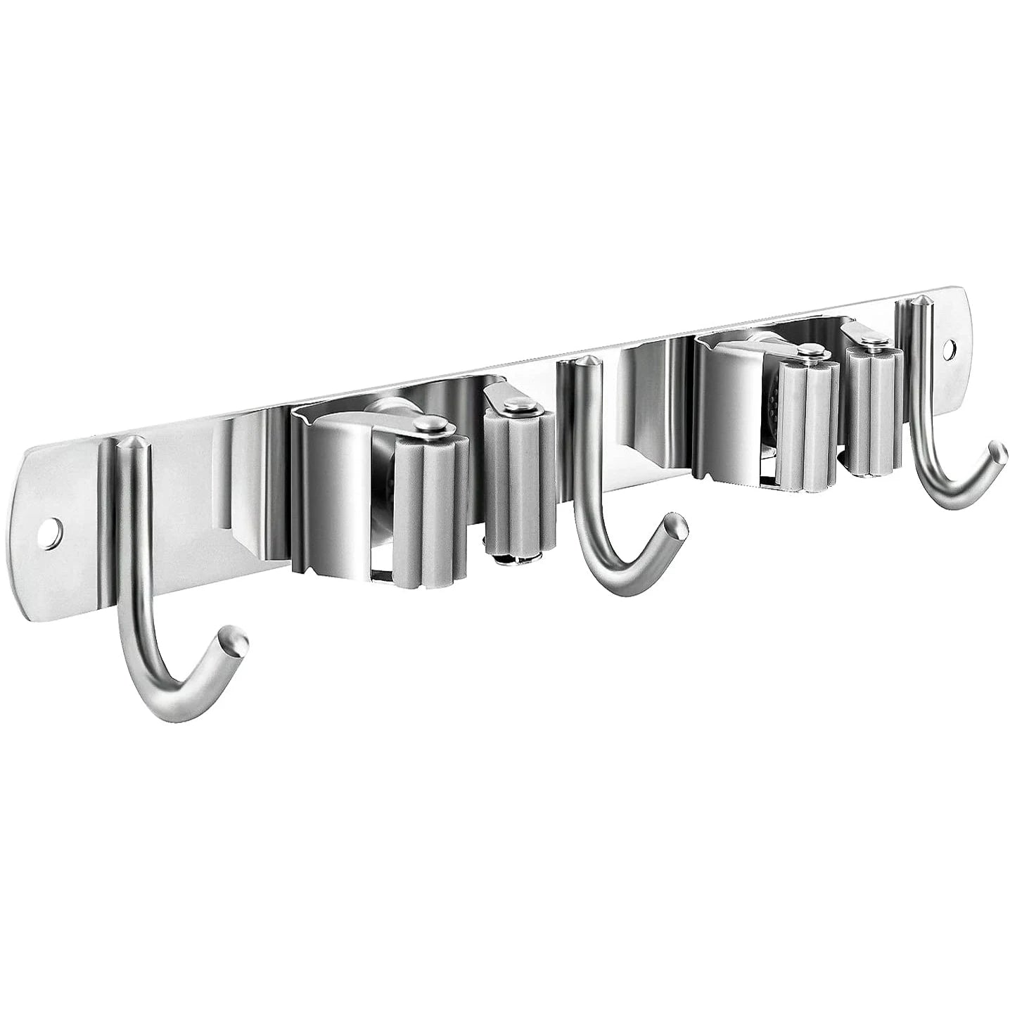 Modern Stainless Steel Multifunction Mop and Broom Organizer Free No Punching Holder for Bathroom Use