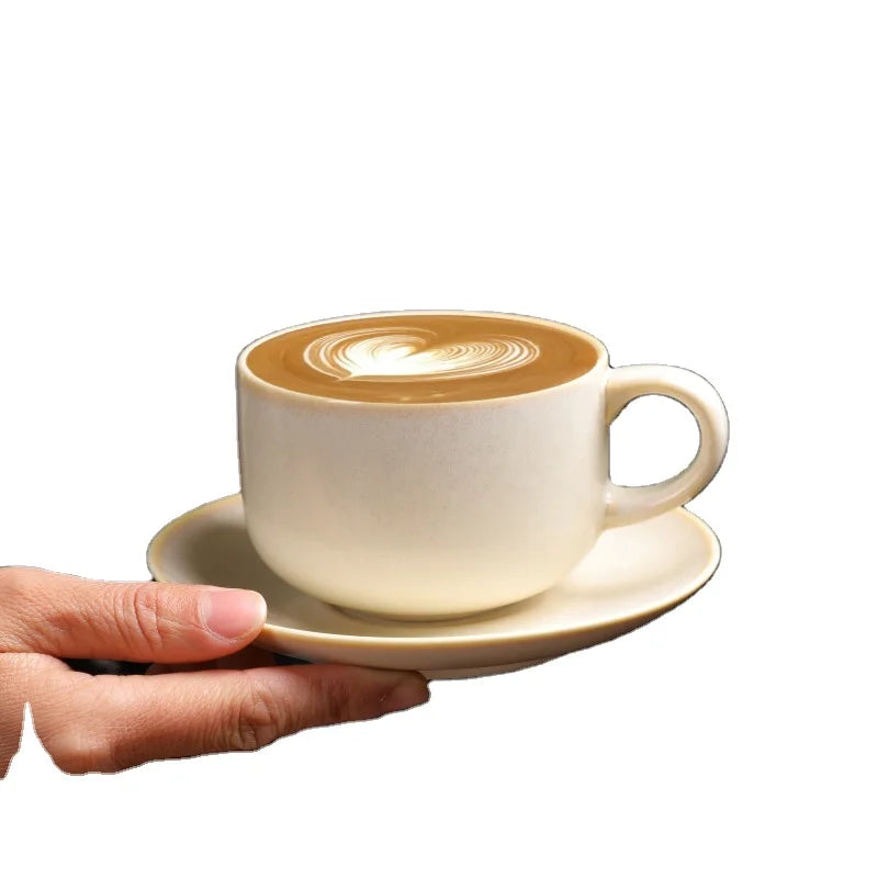New Design 270ml Wholesale Vintage Speckled Custom Cup Saucer Pottery Plate Set Clay Ceramic Vintage Speckled Custom Cup MegaBDM