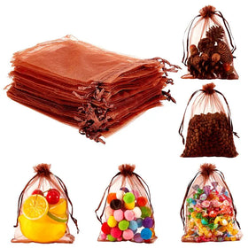 Drawstring Small Purple Pink Silk Organza Decoration Gift Bags Mesh Organza Bag for Wigs