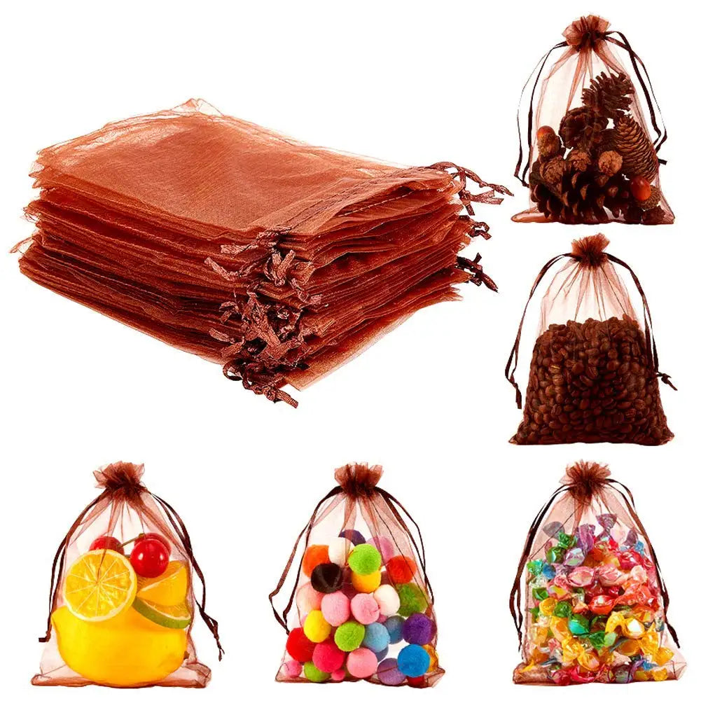 Drawstring Small Purple Pink Silk Organza Decoration Gift Bags Mesh Organza Bag for Wigs