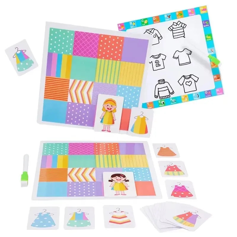 2026 Trending Montessori Preshcool Girl Dressing Battle Game Educational Drawing Board Cloth Color Matching Learning Toys Kids