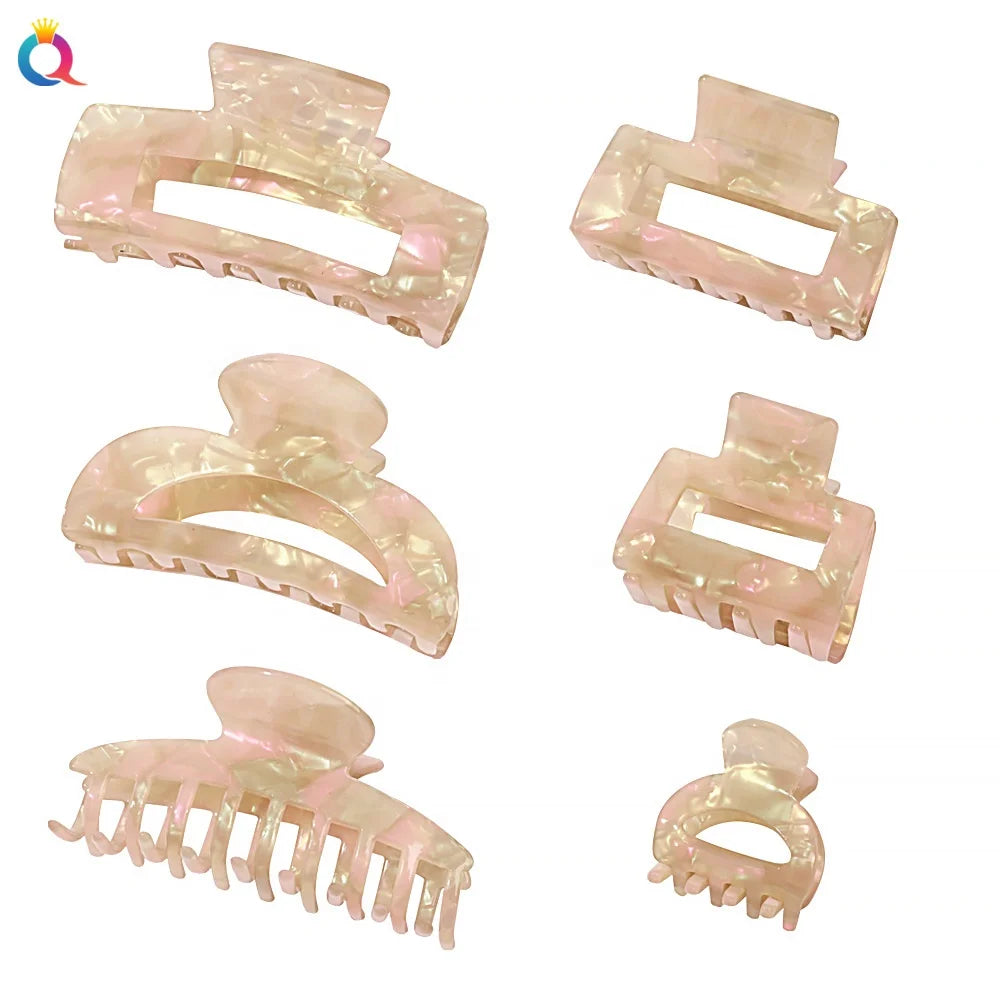QIYUE Vintage Color Acetate Hair Claw Clip Woman's Fashion Hair Decoration for Girls