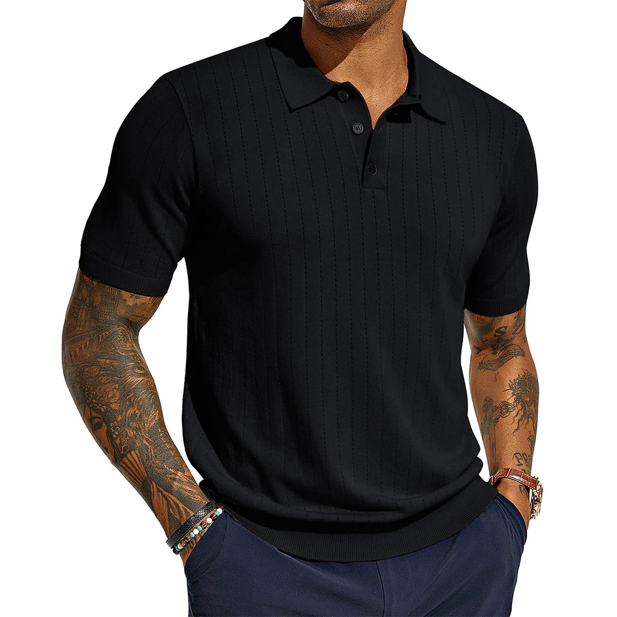OEM Shinesia Men Solid Button Knit Collar Golf Sweater Custom Blank Short Sleeve Thin Loose Fit Pullover Casual Spring