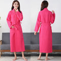 Whosale Luxury Hotel Spa Bathroom Women Robes Waffle 100% Cotton Lapel Bathrobe Nightgown for Couple