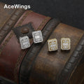 E023 Hip Hop CZ Charm Stud Earrings Women's Brass Setting Zircon Gold Plated Geometric Anniversary