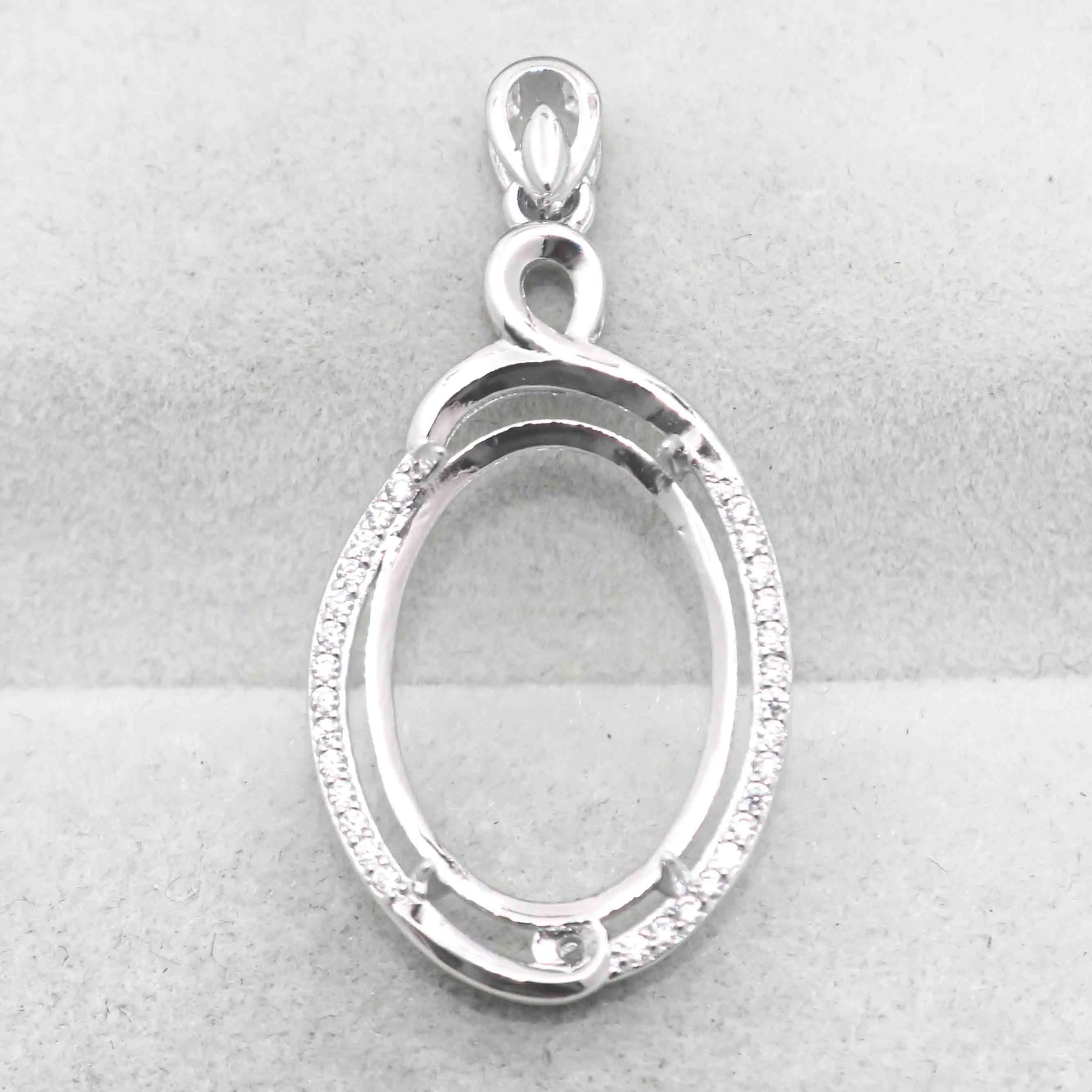 Sterling Silver 13*18mm Semi Mount Pendant Empty Frame Blank Support Setting S925 Base Holder Without Center Stone for DIY Inlay